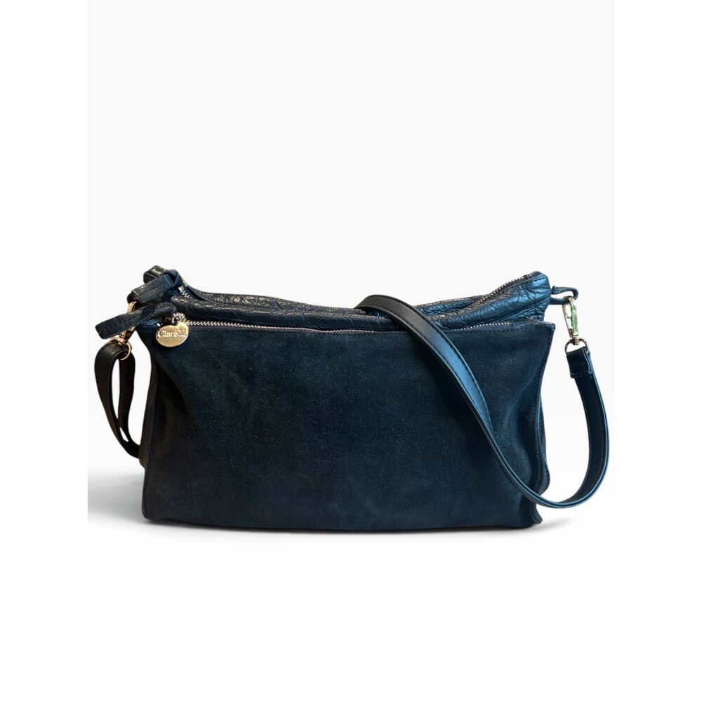 Clare V Gosee Suede Leather Crossbody Bag Black